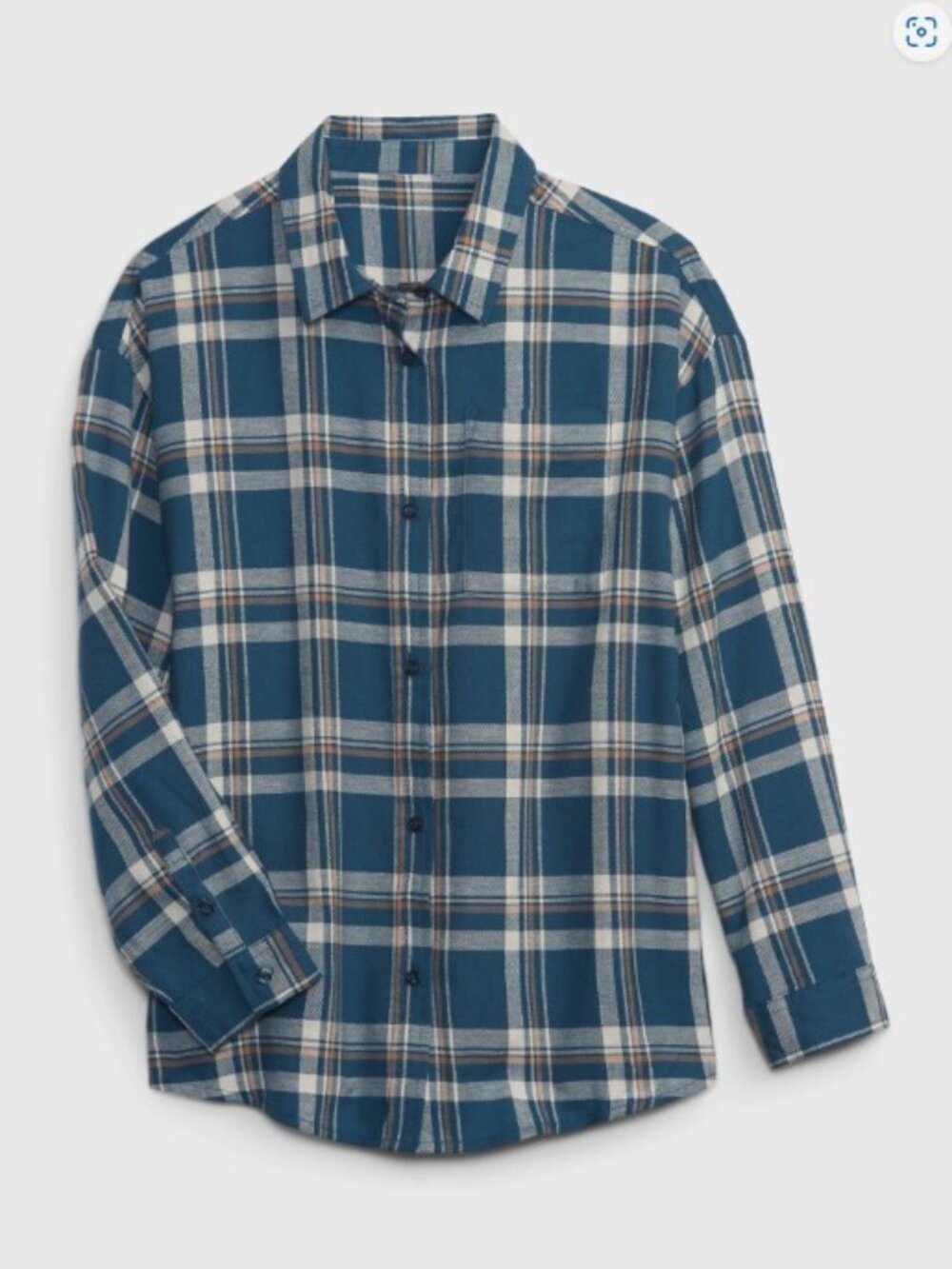 GAP Classic Blue Plaid Flannel Button-Down Shirt - Picture 1 of 3